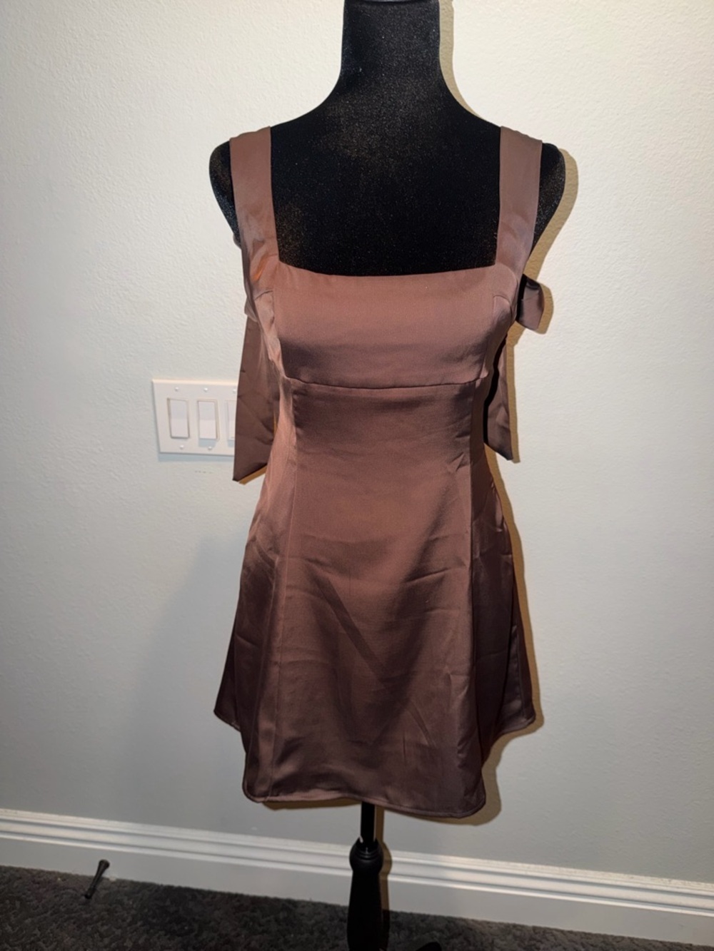 Urban Outfitters Chocolate-Brown Square Neck Mini Dress